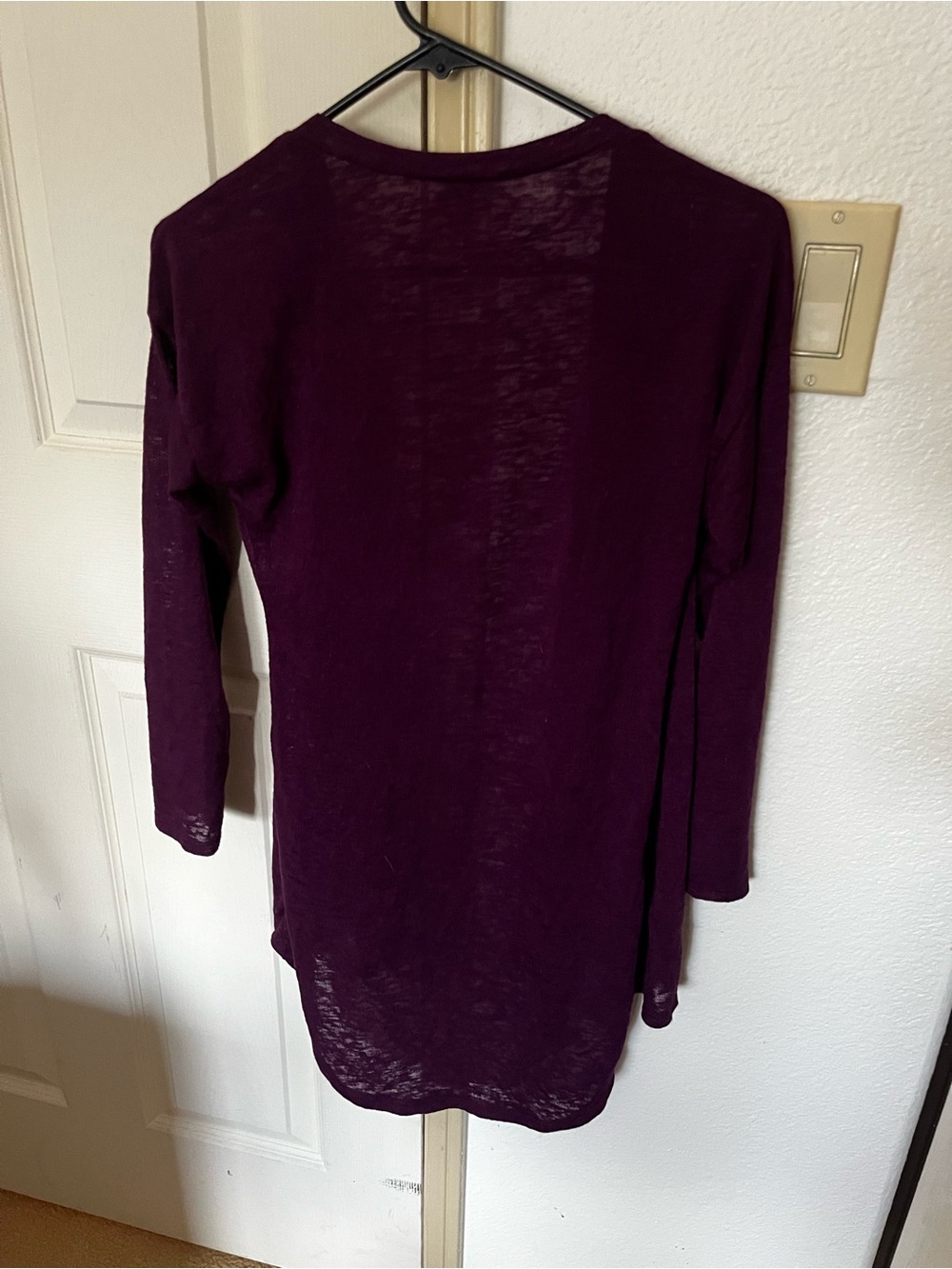 Open-Front Lightweight Cardigan in Deep Plum - Picture 3 of 3